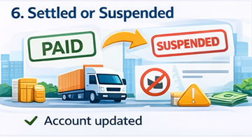 Accountstatus met betaalde factuur of geschorst account wegens openstaand saldo