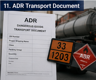 ADR-transportdocument voor gevaarlijke goederen gebruikt voor vervoer van gevaarlijke stoffen in Europa
