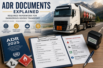 ADR-documenten voor het vervoer van gevaarlijke goederen en vereiste logistieke documenten in Europa