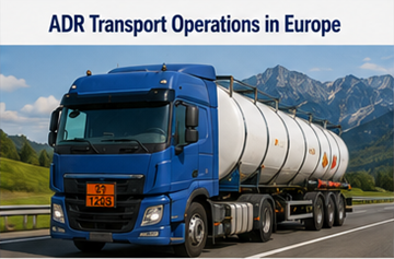 ADR-logistieke transportactiviteiten door Europa met vrachtwagens voor gevaarlijke goederen en nalevingssystemen