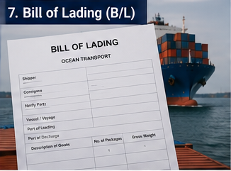 Bill of lading-document gebruikt in internationaal zeetransport en containervervoer