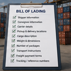 Details van het vervoersdocument en ladinginformatie in een Bill of Lading