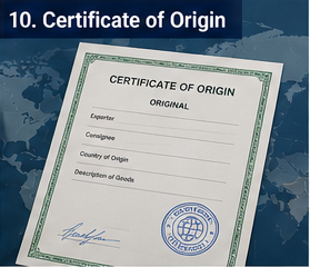Certificaat van oorsprong exportdocument gebruikt in internationale handel en logistiek