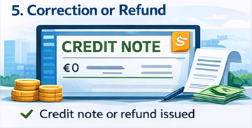 Gecorrigeerde factuur en creditnota met terugbetaling of aanpassing uitgegeven door ExusTrans