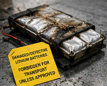 Beschadigde lithiumbatterijen die speciale ADR-transportprocedures vereisen