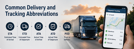 Zendingtrackinginterface met ETA, ETD en leveringsstatussen binnen transportoperaties