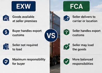 Vergelijking tussen EXW- en FCA-leveringsvoorwaarden in internationale logistiek