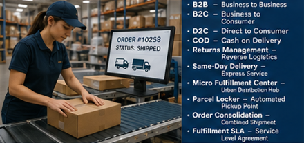 eCommerce-fulfillment in een magazijn met pakketsortering en online orderverwerking