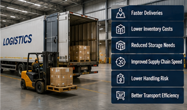 Europees logistiek distributiecentrum dat cross-dockingoperaties gebruikt
