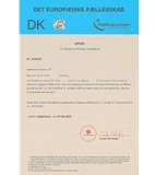 Voorbeeld van een certificaat van vakbekwaamheid Transportmanager Denemarken