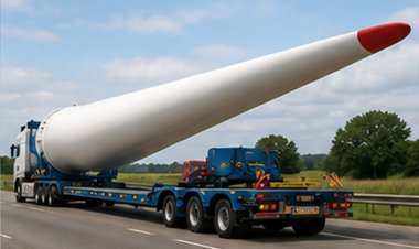 Windturbineblad, bouwmachine en industrieel materieel vervoerd als overmaatse lading