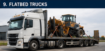 Open laadbakvrachtwagen die bouwmaterialen en oversized lading vervoert