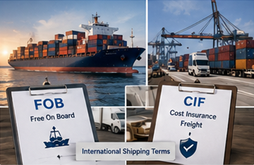 Internationale zeevrachtlogistiek met uitleg over FOB- en CIF-verzendvoorwaarden via cargo-transportoperaties