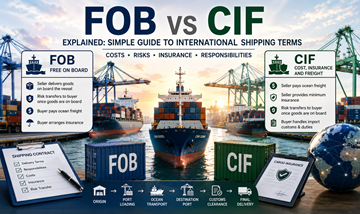Vergelijking tussen FOB- en CIF-verzendvoorwaarden met containertransport per schip en internationale logistieke operaties
