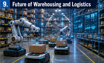 Slim magazijn met robots, automatisering en digitale logistieke technologie