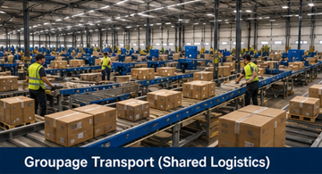 Logistiek magazijn waar kleine zendingen worden gesorteerd voor groupagevervoer door Europa