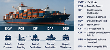 Internationale verzendprocessen en Incoterms-handelsafspraken voor vrachtvervoer