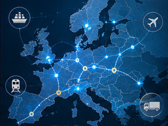 Internationale logistieke transportroutes in Europa met zichtbaarheid voor zendingtracking