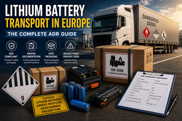 Vervoer van lithiumbatterijen in Europa met ADR-etiketten voor gevaarlijke goederen en logistieke compliance