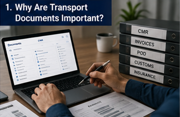 Logistiek professional die transportdocumenten, facturen en verzendpapieren in kantoor ordent