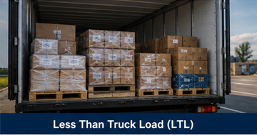 Gedeelde vrachtwagenlading met meerdere pallets, als voorbeeld van Less Than Truck Load-transport
