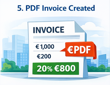 Automatisch gegenereerd PDF-transportfactuurdocument klaar voor download