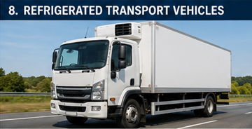 Koeltransport vrachtwagen die temperatuurgecontroleerde voedingsproducten vervoert in Europa