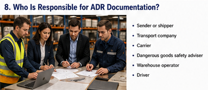 Transportbedrijf en verzender verantwoordelijk voor ADR-documenten voor gevaarlijke goederen