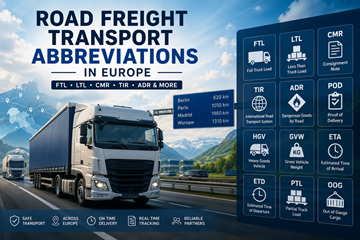 Europese vrachtwagens, logistieke operaties en afkortingen voor wegtransport