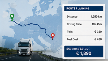 Europese routeplanning voor trucks en afstandsberekening voor prijsbepaling van vrachtvervoer