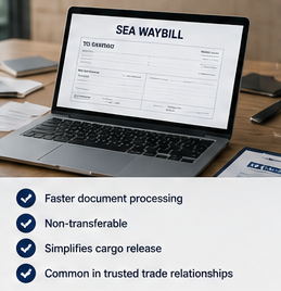 Sea Waybill digitale verzenddocumentatie voor maritiem transport