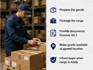 Exporteur die lading voorbereidt in een magazijn onder een EXW-transportovereenkomst
