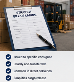 Straight Bill of Lading-document gebruikt voor directe levering van lading