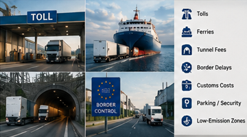 Europese tolwegen, ferrytransport en grenslogistieke kosten voor internationale vracht