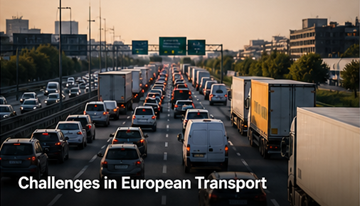 Verkeersdrukte vrachtwagens Europa snelweg logistieke uitdagingen vertragingen brandstofkosten transport