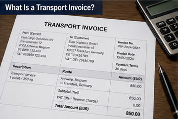 Transportfactuurdocument met vrachtkosten, zendingdetails en facturatiegegevens