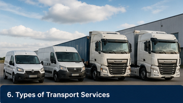 Verschillende transportdiensten: vrachtwagens, bestelwagens, expresslevering, logistieke types
