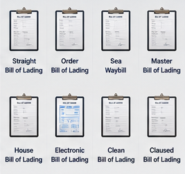 Verschillende typen Bill of Lading-documenten die gebruikt worden in internationaal transport en scheepvaart