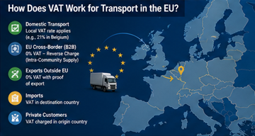 Europees btw-concept voor transportdiensten met grensoverschrijdende logistiek en fiscale regels