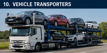 Autotransporter die meerdere auto's door Europa vervoert