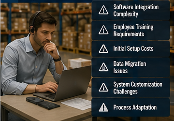 Magazijnmanagers die warehouse management software en logistieke systemen implementeren