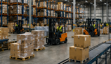 Opslag en groupagelogistiek met palletsortering, heftrucks, distributiecentra en vrachtafhandeling