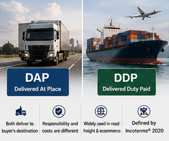 Internationale transport- en logistieke operaties die DDP- en DAP-handelsvoorwaarden uitleggen
